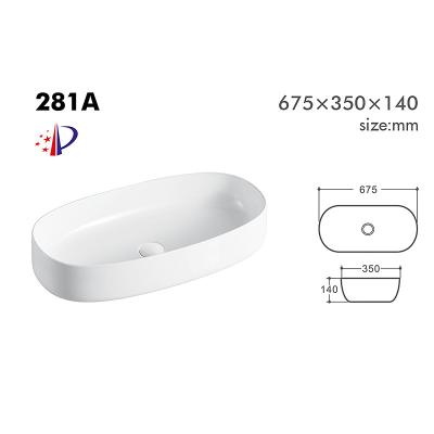 China New Arrival Modern White Bathroom Counter Top Ceramic Oval Wash Basin for sale