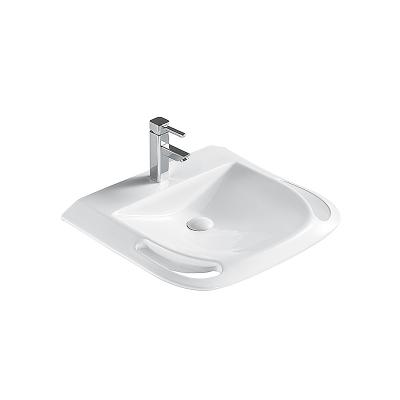 China Modern Wall-Hung Eco-Friendly Safe Basins For Hand Disabled Easy Accessible Vessel Wash Ceramic Barrier Free Sink for sale