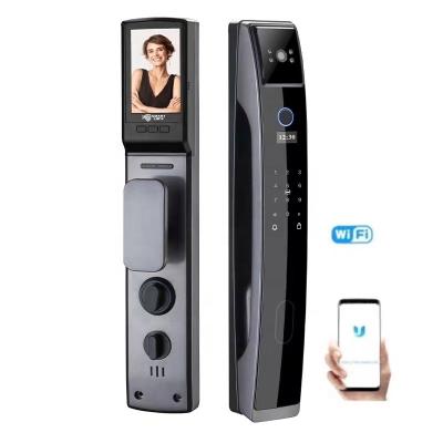 China Smart Aluminum Alloy Lock Face ID Work With WIFI APP Remote Open Capture Photo Door Lock With Video Camera for sale