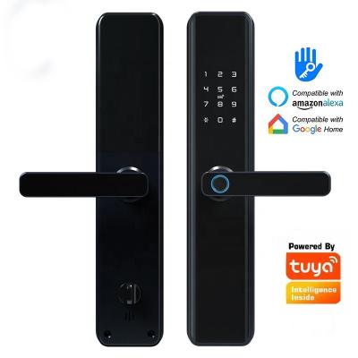 China Tuya Remote Control Smart Anti-theft WIFI APP Door Lock Access Control Aluminum Alloy TTLOCK Home Security Biometric Fingerprint Lock for sale