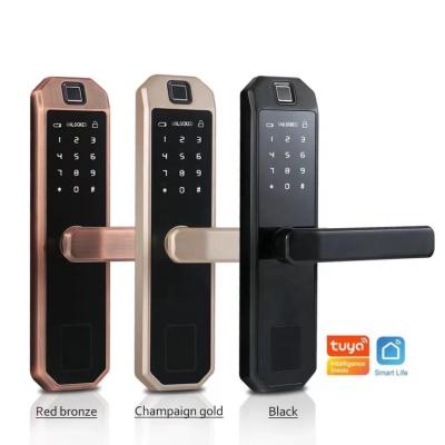 China Zinc alloy remote control card lock Tuya wooden door fingerprint deadbolt invisible deadbolt lock for sale