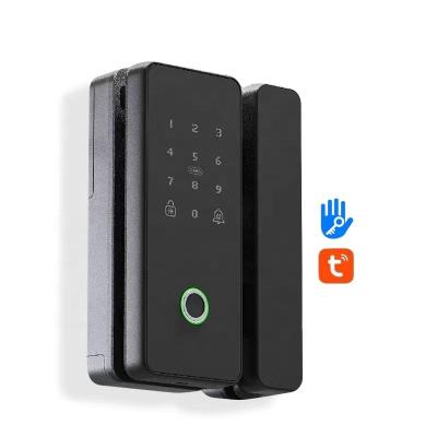 China Glass door digital electric wifi sliding sdk NFC alarm fingerprint code TUYA aluminum alloy electronic office lock for sale