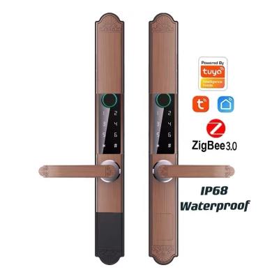 China IP68 waterproof outdoor stainless steel double sided door fingerprint smart DOOR lock with zigbee tuya for sale