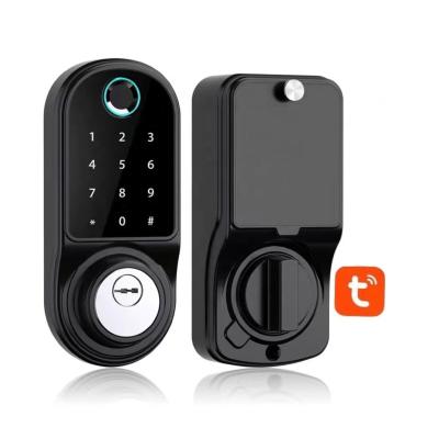 China Aluminum Alloy Tuya Keyless Entry Automatic Lock Smart Deadbolt Lock For Home Office Garage Door Latch Lock for sale