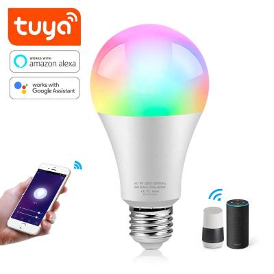 China AI speaker voice control OEM/ODM TUYA Google alexa voice control led RGB smart bulb inteligente wifi bulb for sale