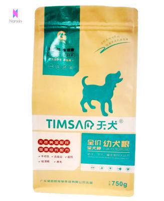 China Chinese Supplier Disposable Flat Bottom Kraft Paper Packaging Pet Food Bag With Zipper for sale