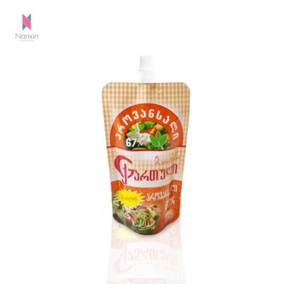 China NX PACKAGE salad dressing packaging bag moisture proof mayonnaise doypack stand up pouch with spout for sale