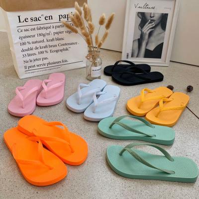 China Damping 2022 pure neutral cheap women's flip flops sandals summer style wholesale price color slippers for sale