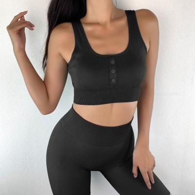 China 2020 O Yoga Set Breathable Colorful Nylon Spandex Set Sleeveless 2 Piece Wear Women's Fitness Sport Yoga Seamless Sets Crac! crack! for sale