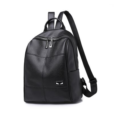 China Waterproof Women Backpack Purse Simple Design Daypack Fashion School Leather Casual Backpack For Teen Girls Black for sale