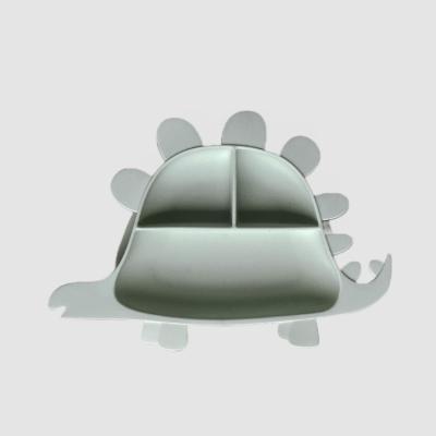 China Modern Baby Silicone Cute Stegosaurus Plate Mint Green for sale