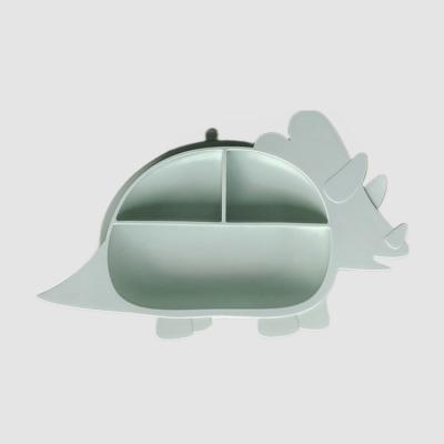 China Modern Silicone Baby Learning Plate Mint Triceratops Green for sale