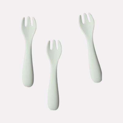 China Modern Silicone Baby Cutlery Fork Mint Green for sale