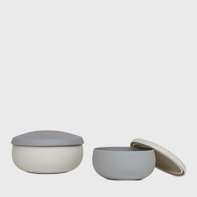 China Smoky Gray 100% Smoky Silicone Double Bowl Set Tableware for sale