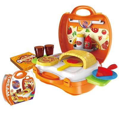 China Children's Toy Kitchen Toys Play Kitchen Pizza Suitcase Toy Set For Children for sale