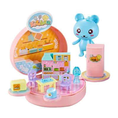 China Pretend Play Toy Set Popular Educational Girl's Fashion Heart Shape Mini Lovely Kitchen Bathroom Set Music Light Pretend Play Toys For Children for sale