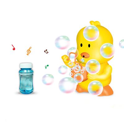 China Automatic Bubble Machine With Lights And Music Summer Outdoor Bubble Machines Sale Cartoon Duck Automatic Bubble Machine With Plastic Electronic Bubble Water Toy for sale