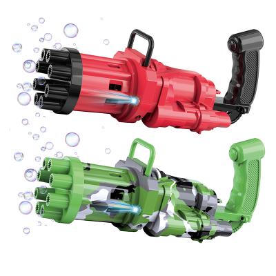 China Plastic Gatling Bubble Gun Toys Toys 2021 Outdoor Plastic 8 Hole Light Camouflage Hot Summer For Kids Bubble Set Color Box 84 for sale