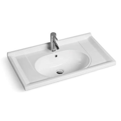 China 800mm Length Modern Bathroom Easy Install Ceramic Cabinet Wash Hand Basins Sinks for sale