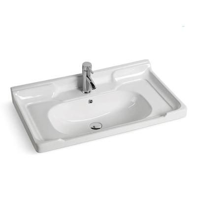 China India Style Modern White Hotel Basin Bathroom Ceramic Lavotary Cabinet Basin for sale