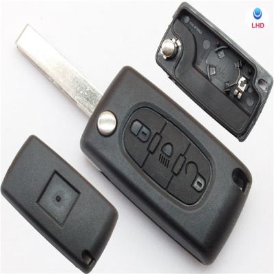 China Replace Car Key Case 3 Buttons Flip Remote Key Case Shell Key Fob For PEUGEOT 407 Black 307 308 607 CE0536 ABS Perfect Replace Car Key Case 30 Pcs for sale