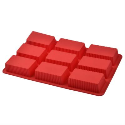 China Viable with Quality Guarantee 9-Cavity Silicone Cake Mold Rectangle Cupcake Muffin Soap Molds for sale