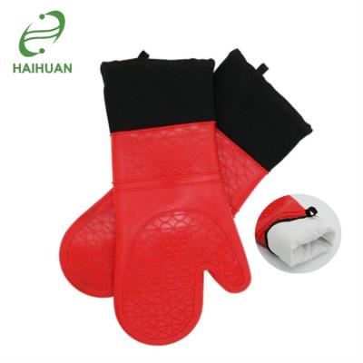 China Best Selling Gloves Kitchen BBQ Silicone Gloves with Cotton Liner for Cooking Grill Cooking Oven Mitt for sale