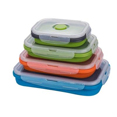 China Freshness Preservation Silicone Rectangle Collapsible Food Storage Bento Container Lunch Box for sale