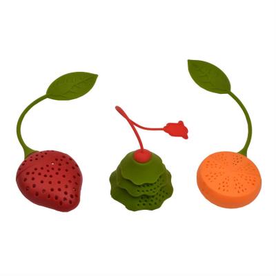 China Viable BPA Free Lemon Strawberry Christmas Tree Silicone Tea Infuser Filter Strainer Bag for sale