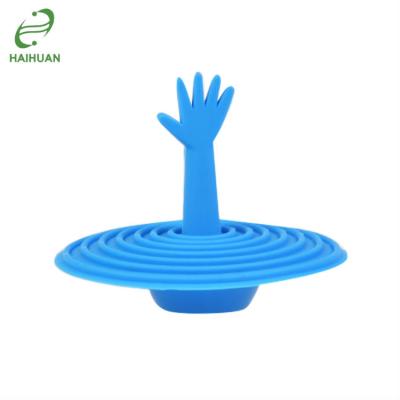 China Silicone Kitchen Bathroom Water Plug Sink Drain Strainer Customized Stopper Hand Shaped Silicone Drain Cover for sale