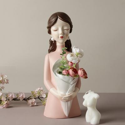 China Creative Hand Made China White and Pink Bride Bears Artificial Resin Dry Flower Art Craft For Home Decor for sale