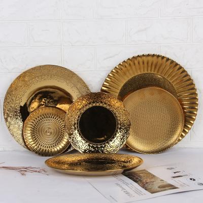 China Factory Price Custom Jewelry Stocked Tray For Display Logo Trays Luxury Golden Ceramic for sale