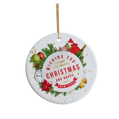 China Hot Sale Durable Customizable Printed On Both Sides Ceramic Sublimation Blank Christmas Tree Decoration Ornaments for sale