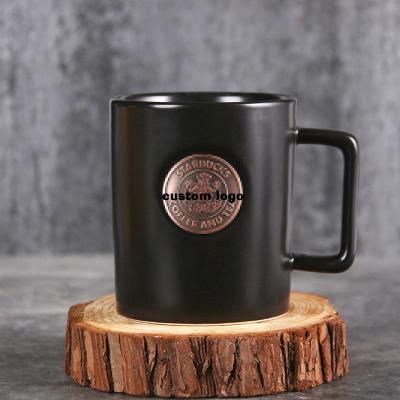 China Stocked Wholesale OEM 473ml Coffee Milk Water Mug 16oz Handmade Custom Mugs Custom Star Logo Black Ceramic Mug for sale