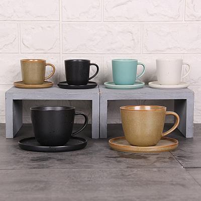 China Stored Logo Hot Sale Food Grade Porcelain Coffee Handcrafted Custom Glazed Tea Cup Sets Ceramic With Saucer for sale