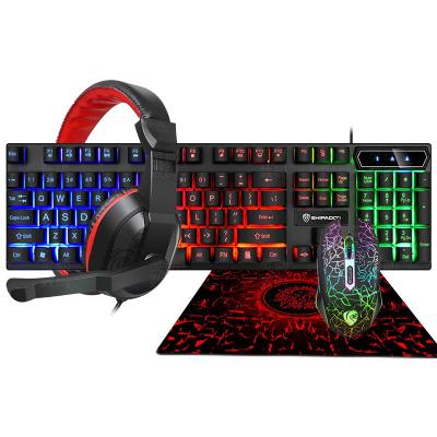 China Waterproof 3600dpi RGB 104 Key Gaming Keyboard and USB Wired Mouse Pad Gamer Accessories Headset Rainbow Gaming Keyboard Set for sale