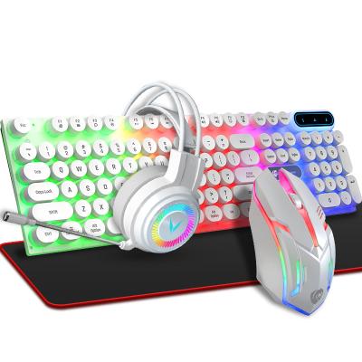 China Waterproof USB LED RGB Backlit PC Kit Keyboard And Mouse Combo 4 in 1 Combo Set Mouse Gaming Gamer Headphone Headset Keyboard Combos for sale