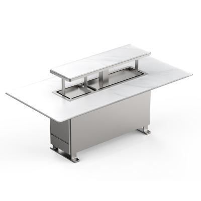 China Home Office Mesa de jantar com pedra de mármore de vidro e gelo refrigerado ajustável à venda