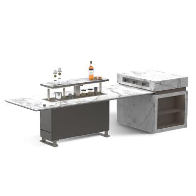 China Office Building Furniture Multifunctional Home Bar Table with Refrigerated Marble Top for sale