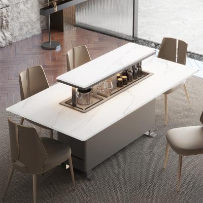 China Dining Table Modern Multifunction Lift Up Marble Smart Home Furniture for 4-10 Person for sale