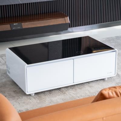 China Modern European Style Black Tempered Glass Smart Coffee Table for Living Room Furniture for sale