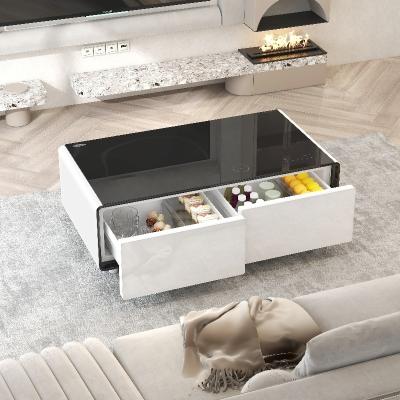 China Home Furniture Smart Coffee Table with Mini Fridge Wireless Charging and Music Player for sale