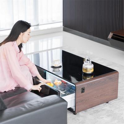 China 75W Dual-Zone Temperature Zone Wireless Charging Coffee Table with 2 Refrigerated Drawers for sale