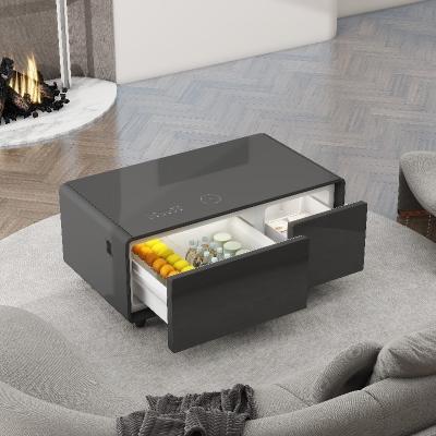 China Modern Living Room Furniture Smart Coffee Table with Wireless Charging and Mini Fridge for sale