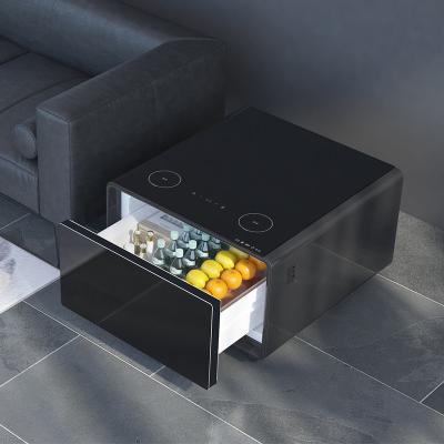 China Modern Folded Glass LED Light Wireless Charging Coffee Table for Home Office Furniture for sale