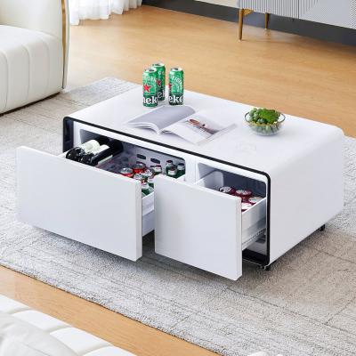 China Hotel Function Smart Bedside Coffee Table with USB Wireless Charging and Modern Fridge for sale