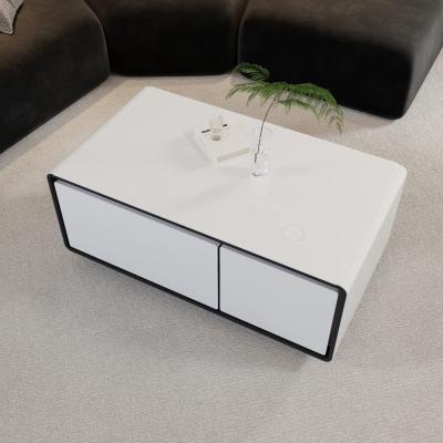 China Smart Furniture Coffee Table with Silk Screen Printing Logo and 2 Refrigerator Drawers for sale