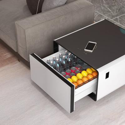 China Moderne Schlafzimmermöbel Wireless Charging Smart Coffee Table mit eingebautem 65L Kühlschrank zu verkaufen