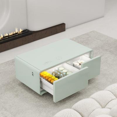 China Chic Tempered Glass Top Coffee Table with Built-in Refrigerator and Wireless Charging for sale