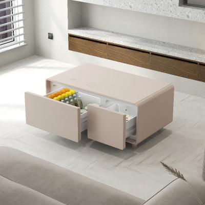 China Living Furniture Modern Coffee Table with Wireless Charging and Mini Refrigerator for sale